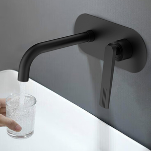 Nero cromato <span class=keywords><strong>lavabo</strong></span> <span class=keywords><strong>a</strong></span> leva singola In ottone, rubinetto da bagno, <span class=keywords><strong>a</strong></span> parete, <span class=keywords><strong>a</strong></span> scomparsa, per <span class=keywords><strong>lavabo</strong></span> - Product Image 2