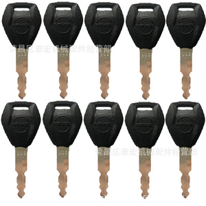 Llave Lovol 011 para encendido de excavadora y cerradura de puerta, 10 piezas, cilíndrica, chapada en zinc negro - Product Image 1