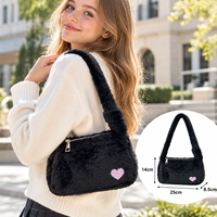 [Stock limité] Sac à bandoulière en peluche pour femme, petit sac à main moelleux en forme de cœur, sac polyvalent décontracté pour le quotidien, les voyages et le shopping