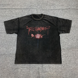 Venta al por mayor Streetwear Drop Shoulder Camiseta de peso pesado de alta calidad Lavado ácido Algodón Gráfico Hombres Camiseta - Product Image 1