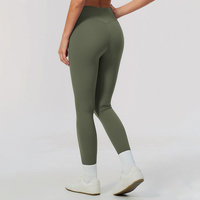 Leggings de fitness et de yoga personnalisés, nouveau modèle avec couture avant, effet galbe fessier, en tissu brossé Spandex/Nylon, haute élasticité