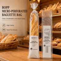 Sacs à baguette en BOPP transparent micro-perforés avec logo personnalisé pour boulangerie, emballage plastique