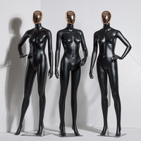 Mannequin de vitrine Benica M-W-BF-06 en PE noir mat avec tête dorée pour magasins de vêtements féminins