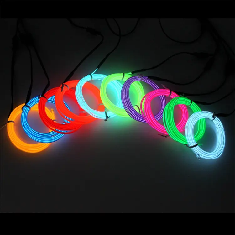 Blue Red green white purple Ice Blue Orange Fluorescent Green Yellow Pink 3m 5m Car Electroluminescent lighting EL wire