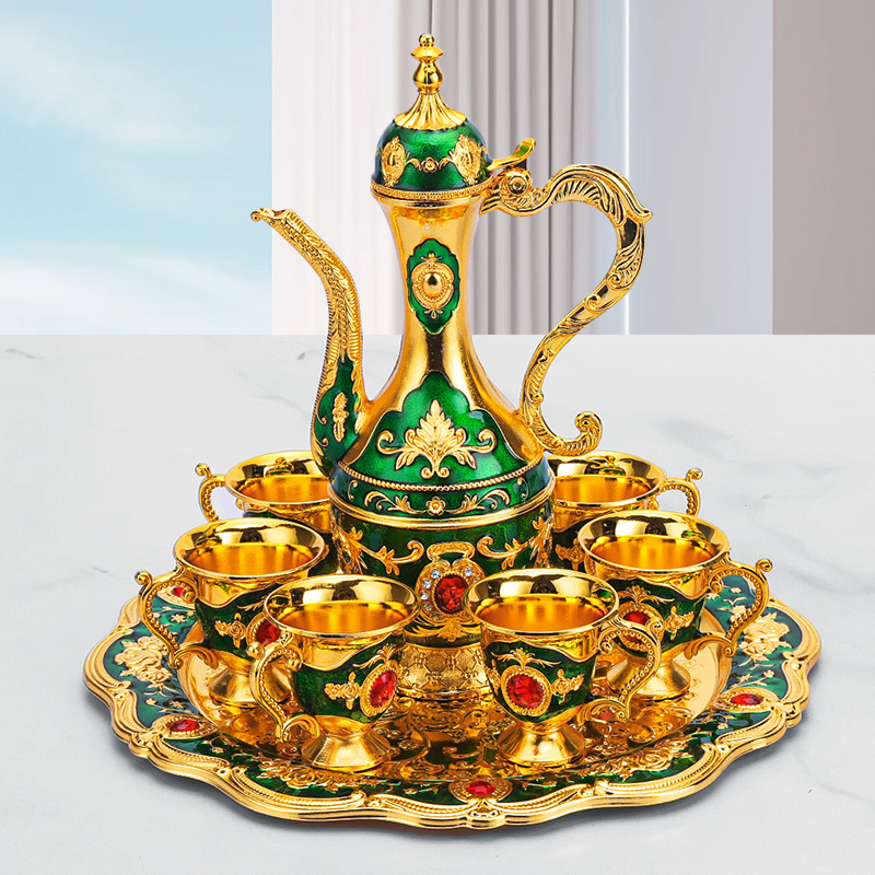 (Small shell wine set) Gold and green