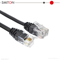 Câble de raccordement téléphonique plat RJ11 Cat3 noir 6P4C 1 pied 2 mètres 3 mètres
