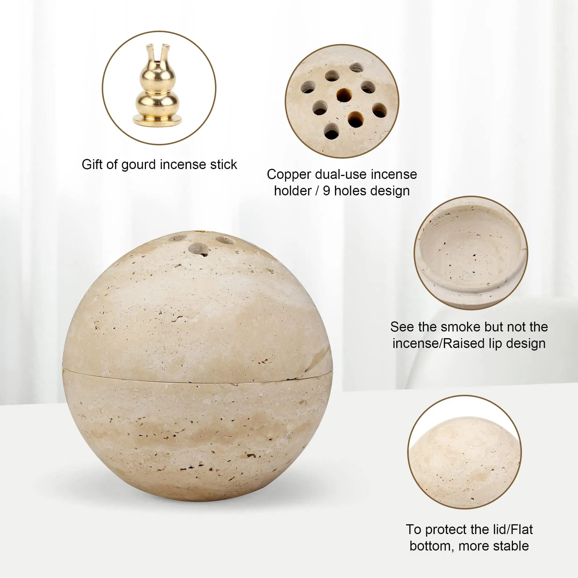 مبخرة من الحجر الجيري الطبيعي لحفظ البخور العربي لموسم رمضان وعقيدة بوذا مبخرة رخامية لحمل البخور