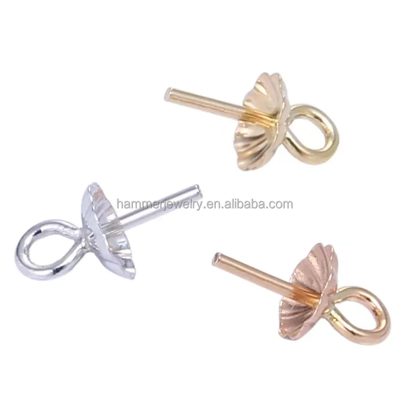 Wholesale 18K Soild Gold Jewelry Accessory Pearl Mount Pearl Pendant Embedded Holders Fine Jewelry Making