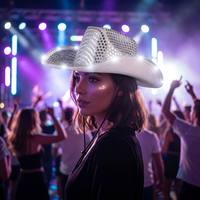Cappelli da Cowboy Unisex di Alta Qualità con Paillettes LED Argento per Halloween, Natale, Matrimoni, Compleanni, Feste e Eventi