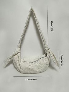 Sac fourre-tout en toile grande capacité tendance pour femme, couleur unie simple, à porter à l'épaule ou en bandoulière, idéal pour le travail et les trajets quotidiens au printemps, avec broderie. - Product Image 6