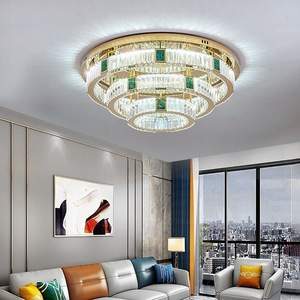โคมไฟระย้าคริสตัลสีทองสแตนเลส E26 ไฟ LED ติดเพดาน พร้อมรีโมทคอนโทรล ปรับความสูงได้ แสงวอร์มไวท์ 3500K ปรับความสว่างได้ - Product Image 5