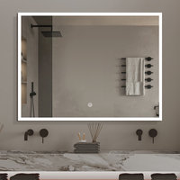 Miroir LED pour salle de bain avec cadre en aluminium certifié CE, capteur tactile, fonction anti-buée, pour usage résidentiel et hôtelier