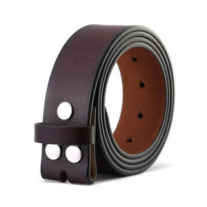 Groothandel 3,8 cm brede hoogwaardige riem van gespleten koeienleer met drukknoop voor heren - Product Image 4