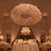 Guirlande de plafond en fleurs de glycine artificielles en soie de luxe, anneau décoratif suspendu, toile de fond de mariage, cerceau floral, lustre