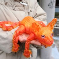 FUSEJOY Grenzüberschreitender Neuer Bestseller Riesige 3D-gedruckte Haarlose Katzenfigur mit Beweglichen Gelenken Dekoratives Geschenk für Altersgruppe 12+