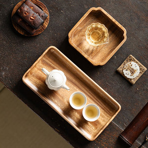 Walnut Wood <b>Tea</b> <b>Tray</b> Rectangular Deep Plate Solid Wood Storage <b>Tray</b> For <b>Tea</b> Set Chinese Retro Serving <b>Tray</b> - Product Image 3