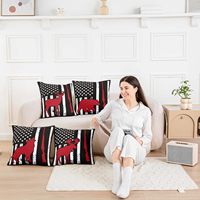 4 housses de coussin carrées en lin pour la chasse et la faune, housse de coussin rouge avec drapeau américain, adaptée aux garçons, housse de coussin de chasse