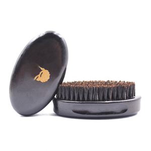 Brosse à barbe en bois noire incurvée à 360° avec logo personnalisé, poils de sanglier doux, brosse à cheveux vegan pour hommes - Product Image 2