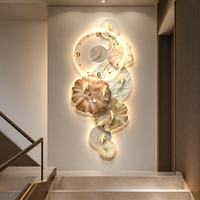 Horloge murale Lotus, décoration botanique verticale moderne avec options d'éclairage pour salon, hôtel, bureau, intérieur