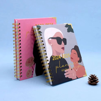 Carnet de planification personnalisé à spirale, rose, couverture rigide, objectifs quotidiens et hebdomadaires, impression dorée, OEM ODM, vente en gros