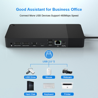 Station d'accueil pour ordinateur portable USB3.0 USB C haute vitesse avec double moniteur pour HDMI compatible avec les ordinateurs portables Dell/HP/Lenovo