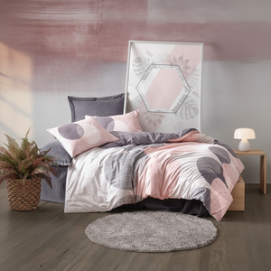 Cotton Box Model <b>Double</b> <b>Duvet</b> <b>Cover</b> Set Leron <b>Grey</b> with Geometric Pattern for Home Use - Product Image 3