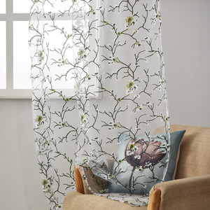 Tenda traforata trasparente con stampa floreale prugna <span class=keywords><strong>verde</strong></span> americana decorazione per la casa rifinita tenda trasparente perforata - Product Image 5