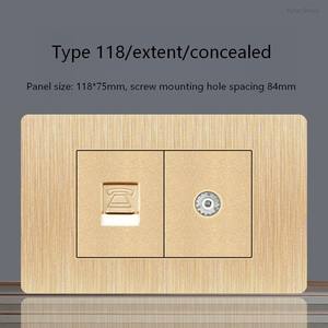 Interruptor de pared moderno en oro cepillado, enchufe de pared, interruptor de TV y toma de corriente para el hogar, oficina y hoteles. - Product Image 4