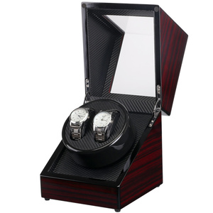 <span class=keywords><strong>Wangfu</strong></span> Hochwertige 2-Fach Uhrenbeweger-Box aus Kohlefaser mit Glänzendem Braunem Finish, PU-Futter, Staubdicht, Rechteckig, Hergestellt in China - Product Image 4