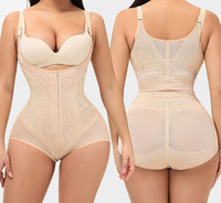 Combinaison complète fine et respirante en polyamide avec contrôle léger du ventre et corset de rehaussement des fesses pour femmes