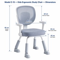 Chaise d'étude pour enfants à quatre thèmes, pieds en forme de botte, accoudoirs relevables, dossier en maille réglable en hauteur pour la maison, l'école et la crèche
