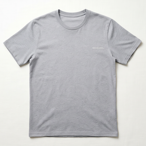 T-shirt à manches courtes gris pour homme, coupe classique, couleur unie, décontracté, col rond, jersey tricoté en coton - Product Image 1