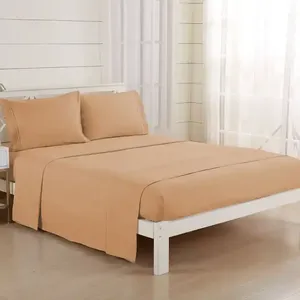 Luxury Flat hotel polyester <strong>spread</strong> <strong>king</strong> <strong>size</strong> Brushed Microfiber comforter plain <strong>bed</strong> sheet bedding set - Product Image 5