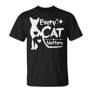 Camiseta Every Cat Matters, camiseta promocional unisex negra, regalo para amantes de los gatos - Product Image 1