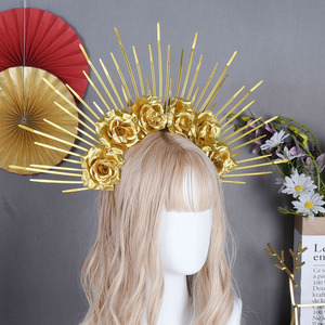 تاج هالو ذهبي فضي من شينجلان ، غطاء رأس ماري آلهة ، للنساء ، غطاء رأس للهالوين تأثيري - Product Image 2