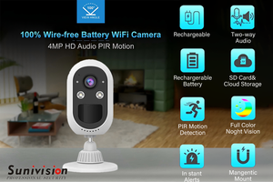 Điện Năng Thấp Ứng Dụng Sunniseepro 4MP HD Trong Nhà Wifi Pin Máy Ảnh PIR Phát Hiện Chuyển Động Báo Động Máy Ảnh Không Dây Với Khung Từ Tính - Product Image 2