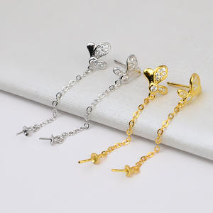 Pendientes de Plata S925 con Forma Cuadrada para Mujer, Accesorios de Joyería DIY con Incrustaciones de Perlas de 8-9 mm, Bandeja Vacía Semiterminada, Producto 1045 - Product Image 1