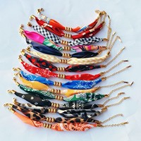 Gelang Syal Elegan Prancis, Manik-Manik Spacer Baja Tahan Karat, Gelang Kain, Perhiasan yang Dapat Disesuaikan, Hadiah untuk Wanita, untuk Kegunaan Sehari-hari dan Pesta