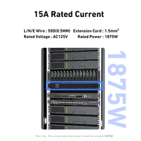 Unité de distribution d'alimentation industrielle 1U 8 voies US, 19 pouces, en alliage d'aluminium, avec prises américaines 125V, PDU de rack 2M pour armoire