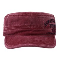 Topi Baseball Retro 6-Panel Adjustable Flat-Top Bahan Katun Satin Dengan Panel Melengkung, Bordir Huruf, Unisex, Empat Warna