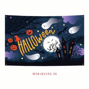 แบนเนอร์ตกแต่งฮาโลวีนแบบพิมพ์ HD พร้อมหัวเข็มขัดทองแดงสำหรับธีมฟักทองแนววินเทจสุดหลอน - Product Image 5