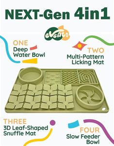 Silicone Slow Feeder Lick Mat with <b>Bowls</b> for <b>Dogs</b> Cats <b>Small</b> Animals Non Slip Easy Clean Indoor Use Geometric Pattern - Product Image 2
