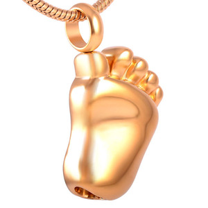 Personality Fashion Stainless Steel <strong>Baby</strong> Feet Cremation Necklace Store Ashes Women Men Memorial <strong>Urn</strong> Jewelry Souvenir Pendant
