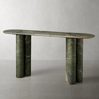 Table console de rangement moderne en travertin vert forêt, personnalisée OEM/ODM, pour salon, meubles de maison, SW STONE