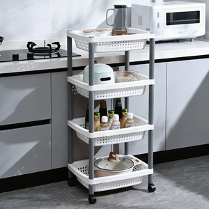 Carrello da Cucina a 3 Ripiani con Ruote, Scaffali Mobili e Organizer in Plastica per Snack in Camera da Letto - Product Image 2