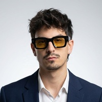 Lunettes de soleil de luxe pour hommes, polarisées, rectangulaires, monture en acétate faite à la main, verres carrés, protection UV400