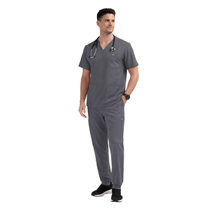 Set di Divise Infermieristiche Anti-Piega in Morbido Tessuto Premium Poliestere Rayon Spandex Lavabile per Uomo - Product Image 6