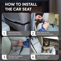 Siège auto 2-en-1 pour chien Lit lounge d'intérieur confortable Siège rehausseur pour chien Chats Ceinture de sécurité pour animal de compagnie Laisse Siège rehausseur de voiture pour chien