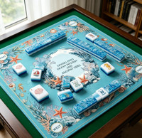 Tapis et couverture de table de mahjong de luxe moderne, thème sirène océanique, style mer bleue, résistant à l'usure