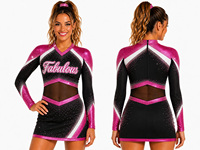 Tenues de cheerleading personnalisées en tissu extensible haute performance avec cristaux AB scintillants – Robe de compétition universitaire